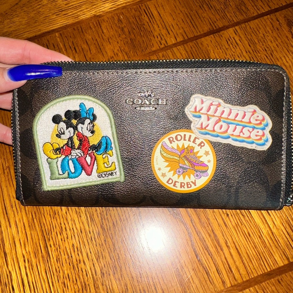 Coach Brown Wallet with Disney Patches